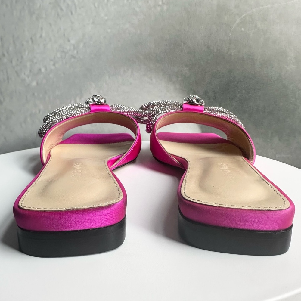 🌺 MACH & MACH🌺 Double Bow Embellished Satin Mules Size: 37.5 - Picture 13 of 15